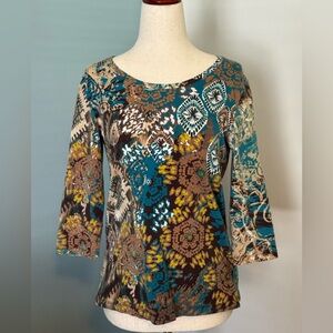 Christopher & Banks Multicolor Western Blouse